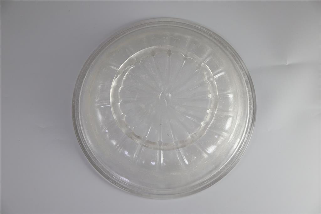 A crizzled lead glass dish, c.1680, of Ravenscroft type, 15.5cm diameter